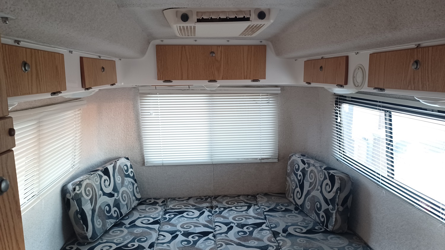 Casita dinette made down into a bed