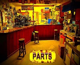 Link to PARTS with a photo taken at night with filters applied to create the brighter than it should be appearance to show what the lobby and countertop look like